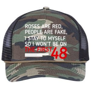 Roses Are Red People Are Fake I Stay To Myself 48 Retro Rope Trucker Hat Cap