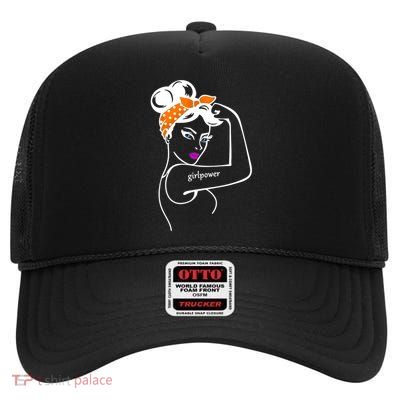 Rosie The Riveter Girl Power  High Crown Mesh Back Trucker Hat