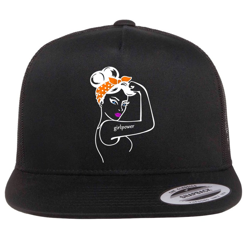 Rosie The Riveter Girl Power  Flat Bill Trucker Hat