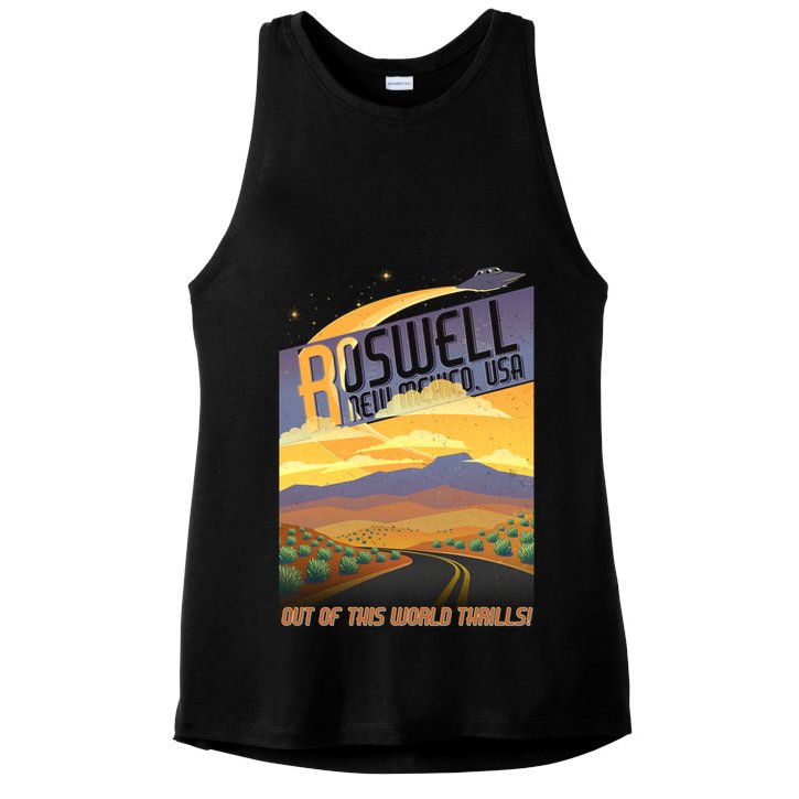 Roswell New Mexico Travel Poster Ladies PosiCharge Tri-Blend Wicking Tank