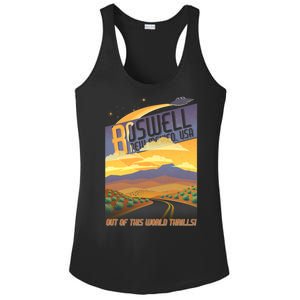 Roswell New Mexico Travel Poster Ladies PosiCharge Competitor Racerback Tank