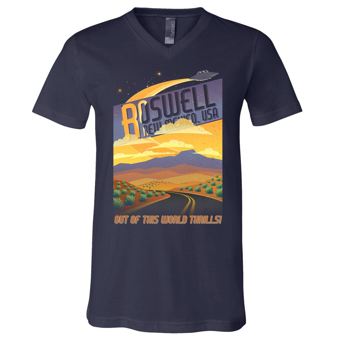 Roswell New Mexico Travel Poster V-Neck T-Shirt