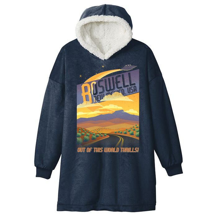 Roswell New Mexico Travel Poster Hooded Wearable Blanket