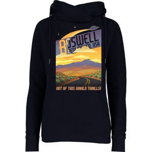 Roswell New Mexico Travel Poster Womens Funnel Neck Pullover Hood