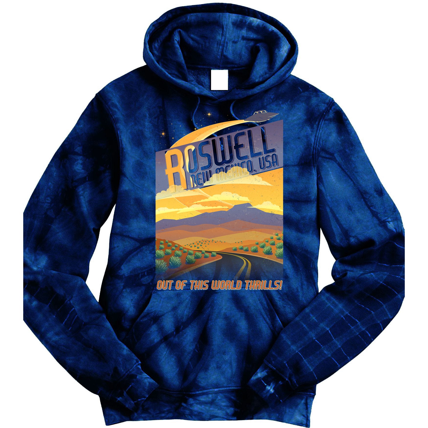 Roswell New Mexico Travel Poster Tie Dye Hoodie