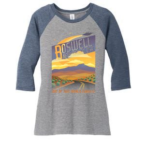 Roswell New Mexico Travel Poster Women's Tri-Blend 3/4-Sleeve Raglan Shirt