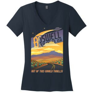 Roswell New Mexico Travel Poster Women's V-Neck T-Shirt