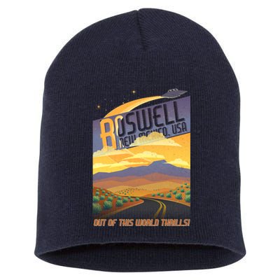 Roswell New Mexico Travel Poster Short Acrylic Beanie