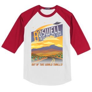 Roswell New Mexico Travel Poster Kids Colorblock Raglan Jersey