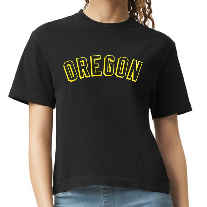 Retro Oregon Throwback Yellow Oregon Kids Comfort Colors Boxy T-Shirt