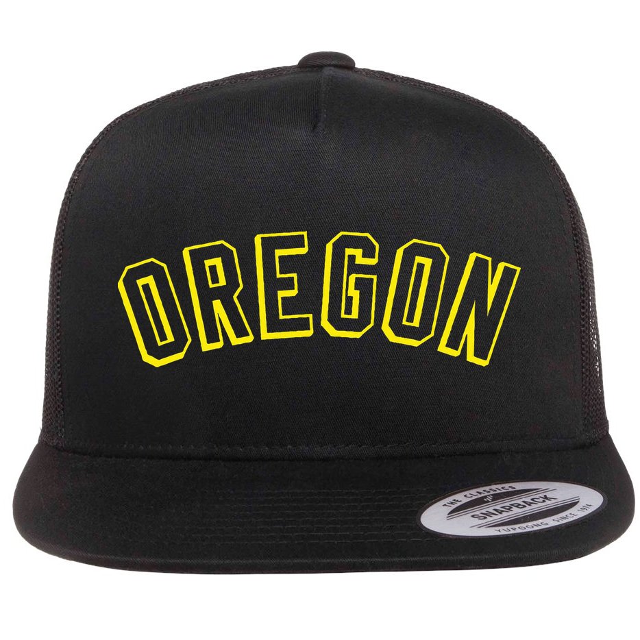 Retro Oregon Throwback Yellow Oregon Kids Flat Bill Trucker Hat