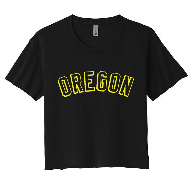 Retro Oregon Throwback Yellow Oregon Kids Women's Crop Top Tee