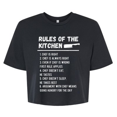 Rules Of The Kitchen Funny Master Cook Restaurant Chef Joke Bella+Canvas Jersey Crop Tee