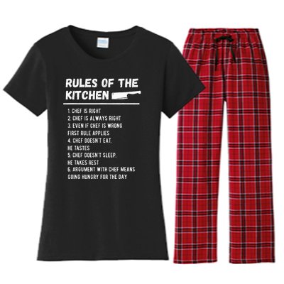 Rules Of The Kitchen Funny Master Cook Restaurant Chef Joke Women's Flannel Pajama Set