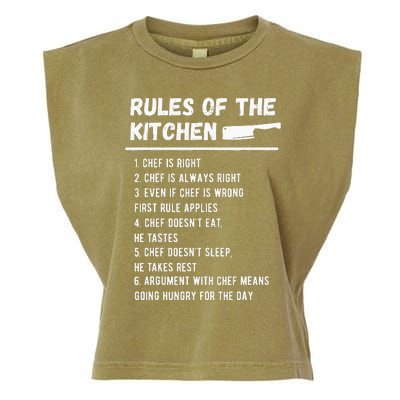 Rules Of The Kitchen Funny Master Cook Restaurant Chef Joke Garment-Dyed Women's Muscle Tee