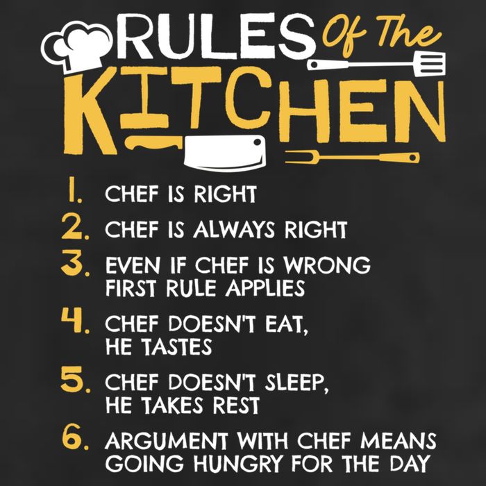 Rules Of The Kitchen Culinary Restaurant Chef Cooking Funny Gift 7 Panel Mesh Trucker Snapback Hat