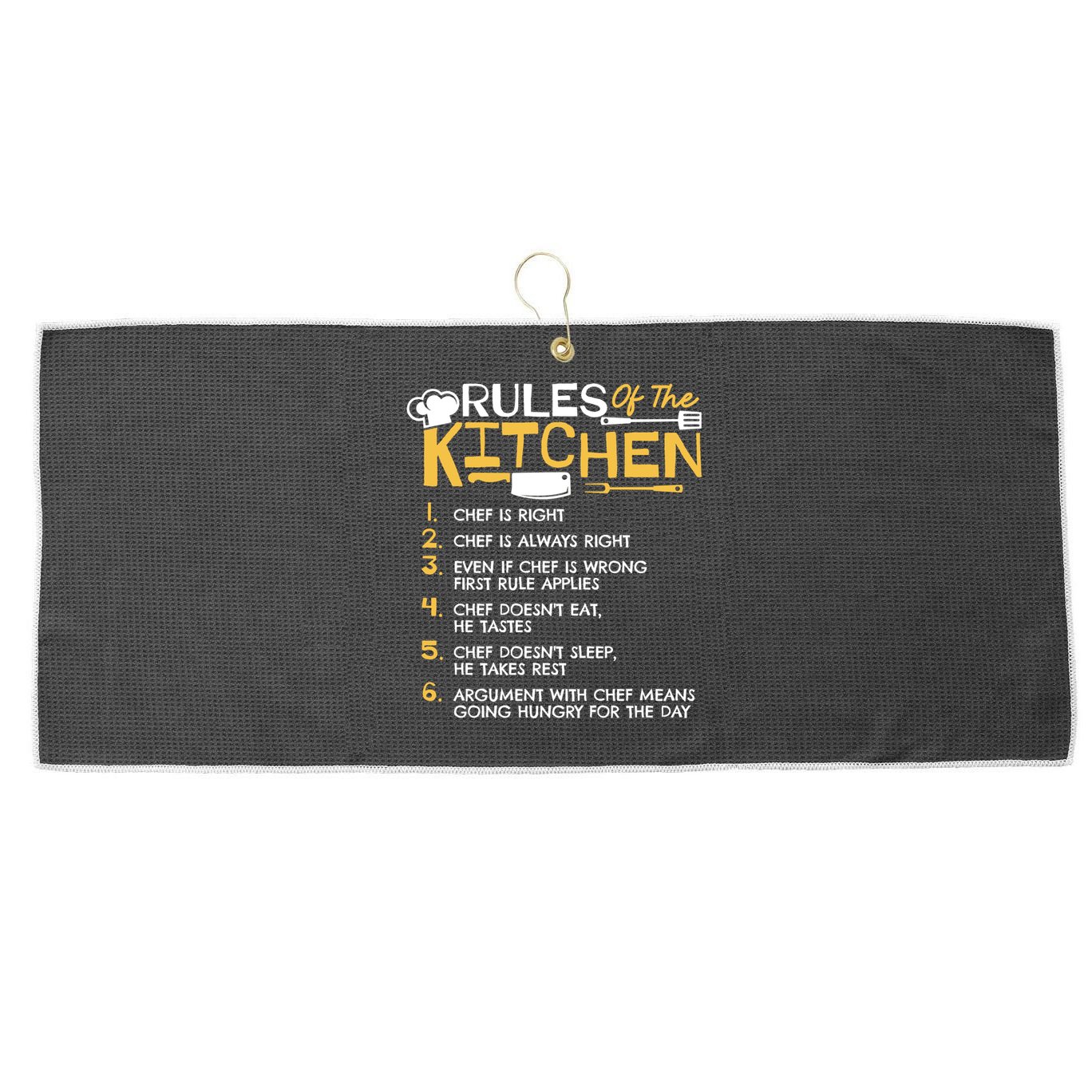 Rules Of The Kitchen Culinary Restaurant Chef Cooking Funny Gift Large Microfiber Waffle Golf Towel