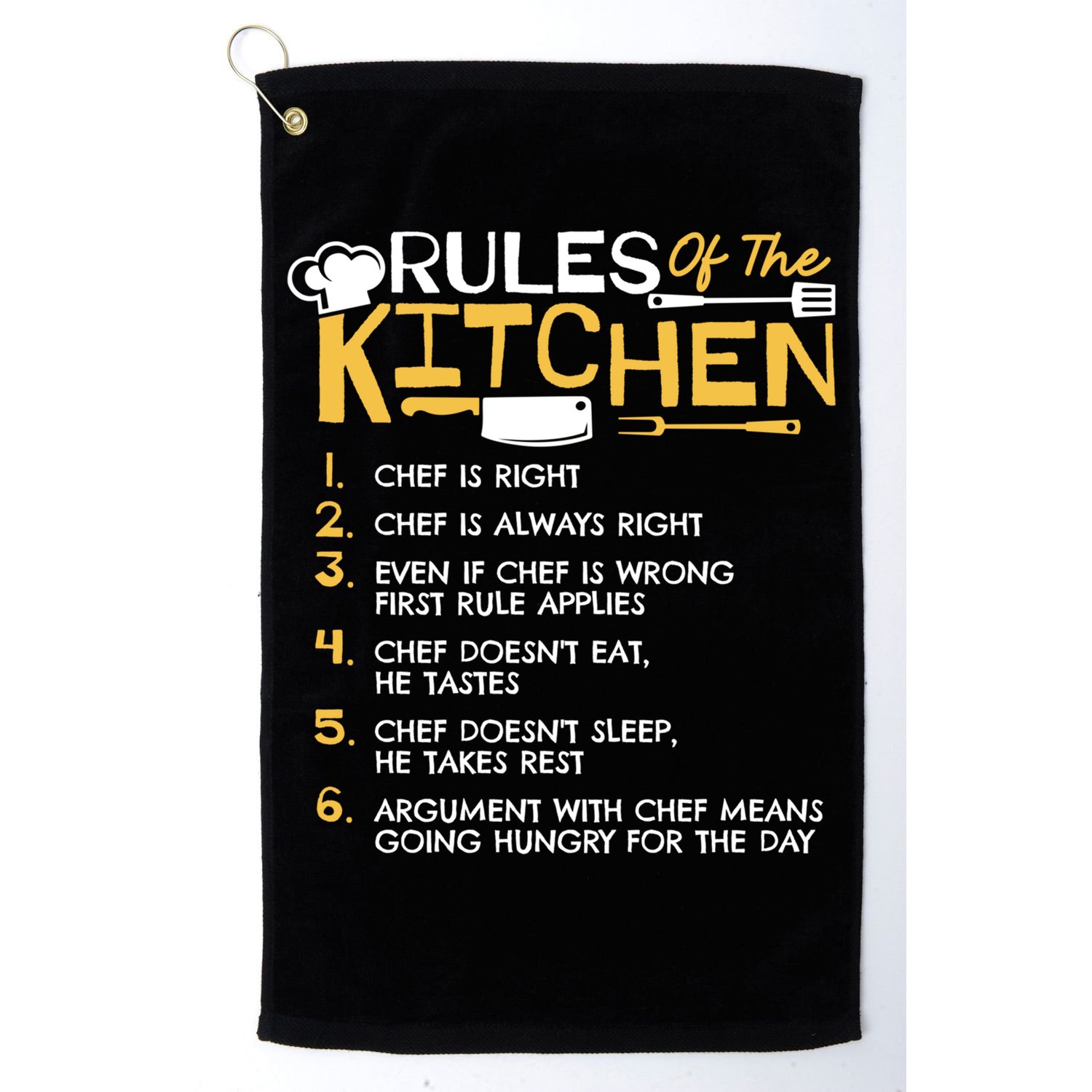 Rules Of The Kitchen Culinary Restaurant Chef Cooking Funny Gift Golf Towel