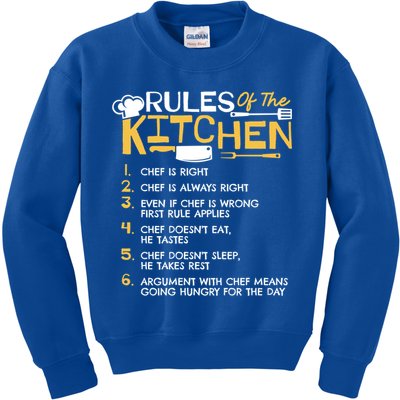 Rules Of The Kitchen Culinary Restaurant Chef Cooking Funny Gift Kids Sweatshirt