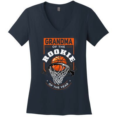 Rookie Of The Year Basketball Grandma Of The Rookie Women's V-Neck T-Shirt