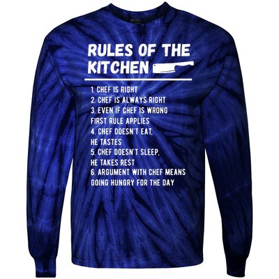 Rules Of The Kitchen Funny Master Cook Restaurant Chef Joke Tie-Dye Long Sleeve Shirt