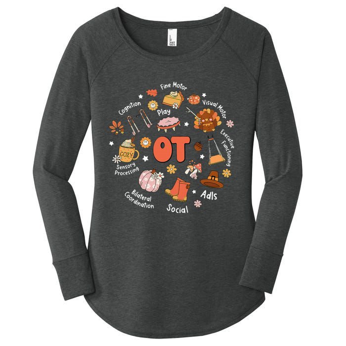 Retro Occupational Therapy OT Therapist Fall Thanksgiving Women's Perfect Tri Tunic Long Sleeve Shirt