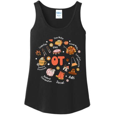 Retro Occupational Therapy OT Therapist Fall Thanksgiving Ladies Essential Tank