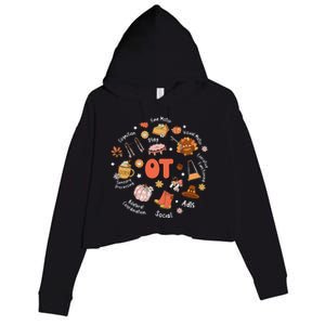 Retro Occupational Therapy OT Therapist Fall Thanksgiving Crop Fleece Hoodie