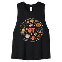 Retro Occupational Therapy OT Therapist Fall Thanksgiving Women's Racerback Cropped Tank