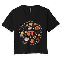 Retro Occupational Therapy OT Therapist Fall Thanksgiving Women's Crop Top Tee