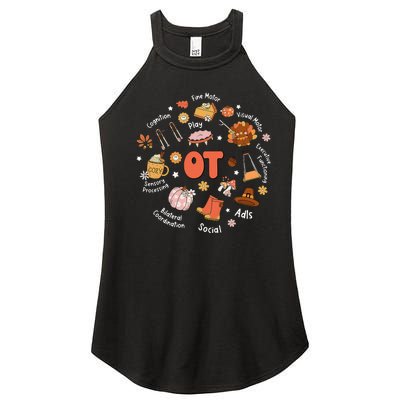 Retro Occupational Therapy OT Therapist Fall Thanksgiving Women's Perfect Tri Rocker Tank