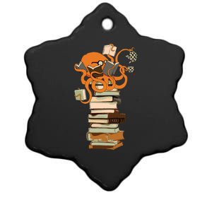 Reading Octopus Tea Coffee And Books Gift Ceramic Star Ornament