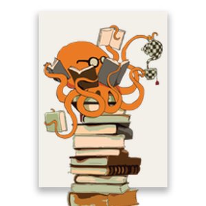 Reading Octopus Tea Coffee And Books Gift Poster