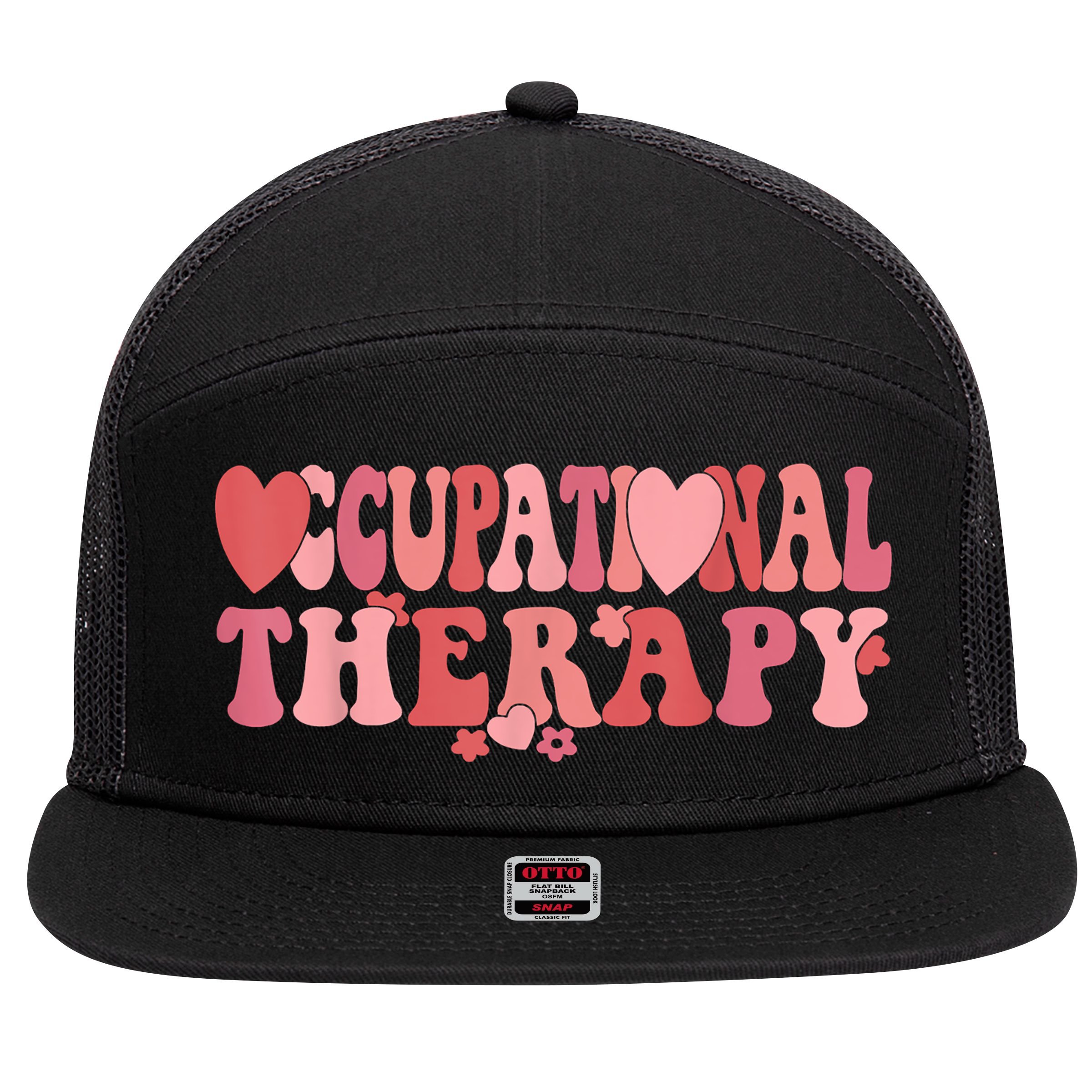 Retro Occupational Therapy Therapist Valentine's Day Therapist OT 7 Panel Mesh Trucker Snapback Hat