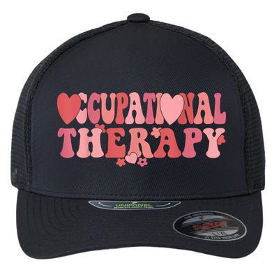 Retro Occupational Therapy Therapist Valentine's Day Therapist OT Flexfit Unipanel Trucker Cap