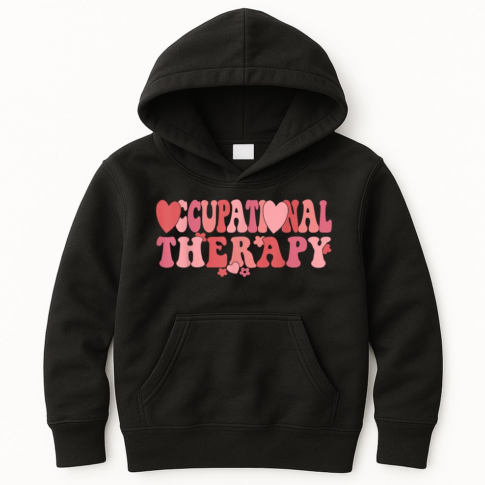 Retro Occupational Therapy Therapist Valentine's Day Therapist OT Kids Hoodie
