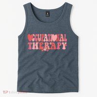 Retro Occupational Therapy Therapist Valentine's Day Therapist OT Tank Top