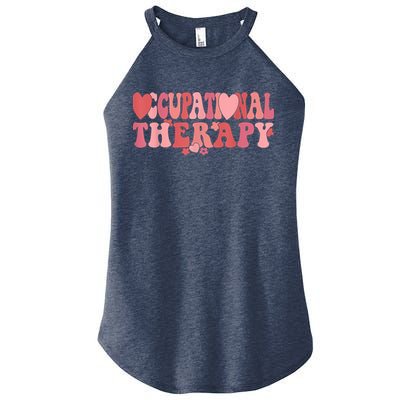 Retro Occupational Therapy Therapist Valentine's Day Therapist OT Women's Perfect Tri Rocker Tank