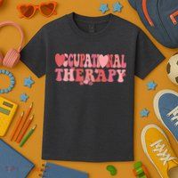 Retro Occupational Therapy Therapist Valentine's Day Therapist OT Kids T-Shirt