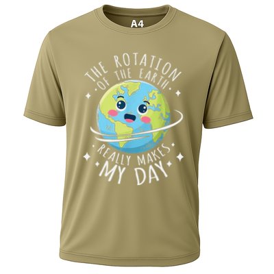 Rotation Of The Earth Makes My Day Funny Science .Png Cooling Performance Crew T-Shirt