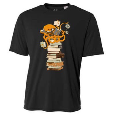 Reading Octopus Tea Coffee And Books Gift Cooling Performance Crew T-Shirt