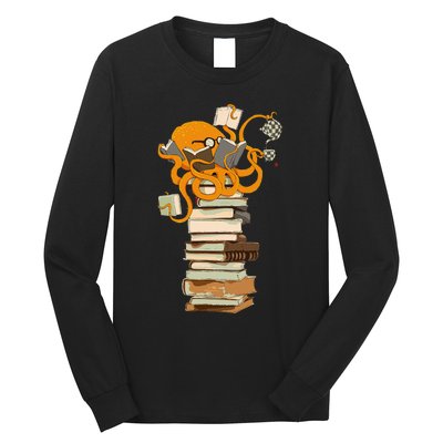 Reading Octopus Tea Coffee And Books Gift Long Sleeve Shirt