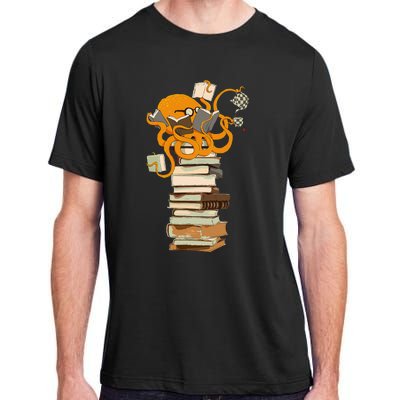 Reading Octopus Tea Coffee And Books Gift Adult ChromaSoft Performance T-Shirt