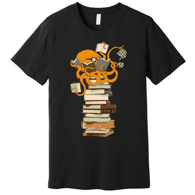 Reading Octopus Tea Coffee And Books Gift Premium T-Shirt