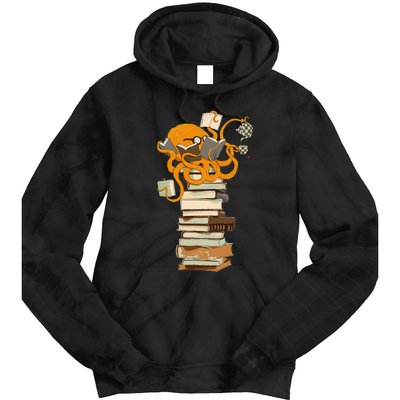 Reading Octopus Tea Coffee And Books Gift Tie Dye Hoodie