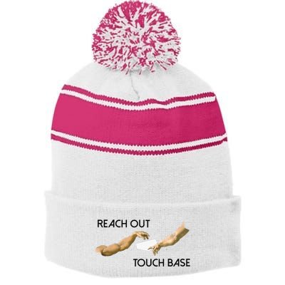 Reach Out Touch Base Tech Jargonslang Stripe Pom Pom Beanie