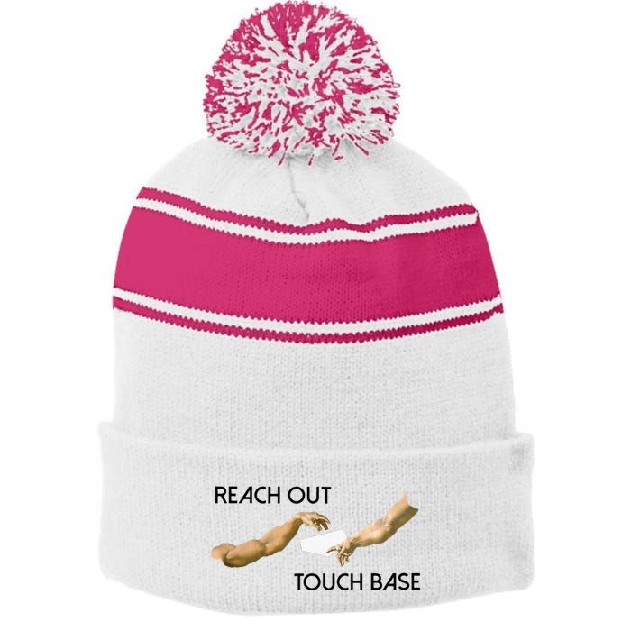 Reach Out Touch Base Tech Jargonslang Stripe Pom Pom Beanie