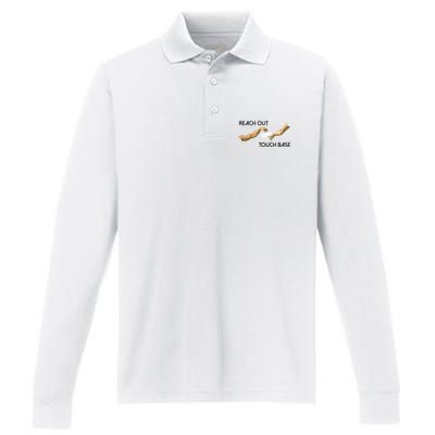Reach Out Touch Base Tech Jargonslang Performance Long Sleeve Polo