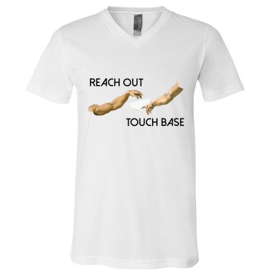 Reach Out Touch Base Tech Jargonslang V-Neck T-Shirt