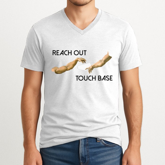 Reach Out Touch Base Tech Jargonslang V-Neck T-Shirt